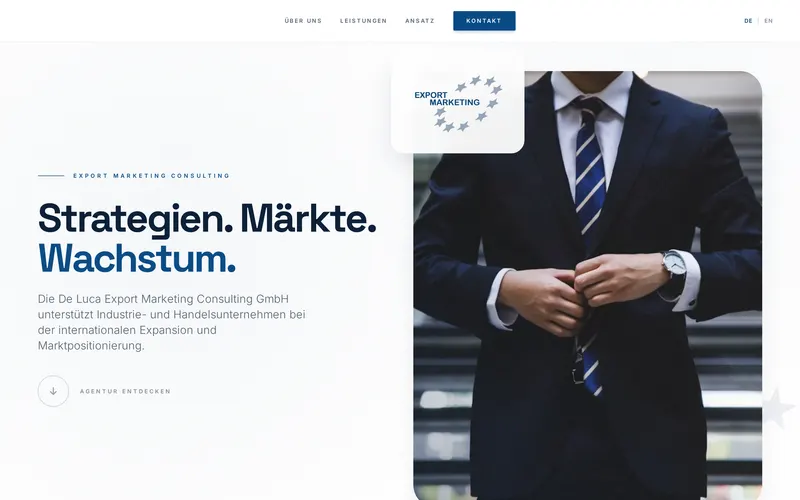 Screenshot der De Luca Export Marketing Website