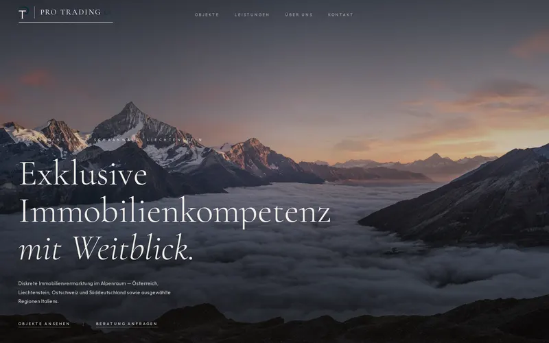 Screenshot der Pro-Trading Est. Website