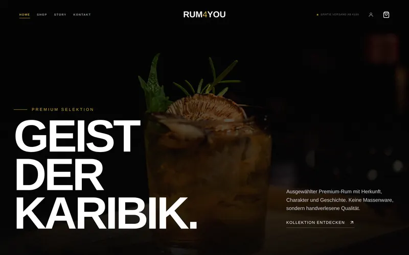 Screenshot der Rum4You Website
